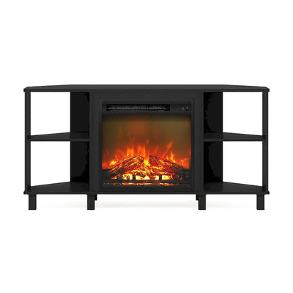 Furinno Jensen Metal Leg Corner Fireplce TV Stand for TV up to 55