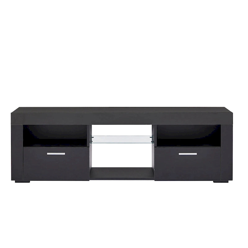 Modern 51-in Glass Shelf Storage TV Stand for TVs up to 69-in with LED Light