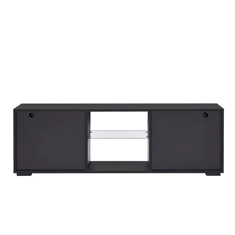 Modern 51-in Glass Shelf Storage TV Stand for TVs up to 69-in with LED Light