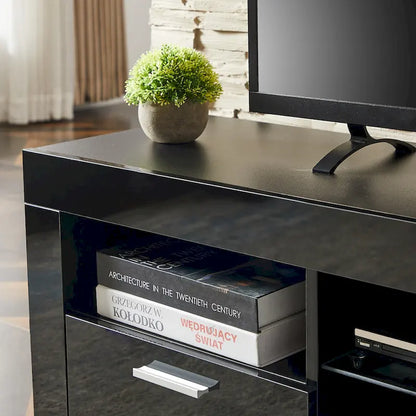 Modern 51-in Glass Shelf Storage TV Stand for TVs up to 69-in with LED Light