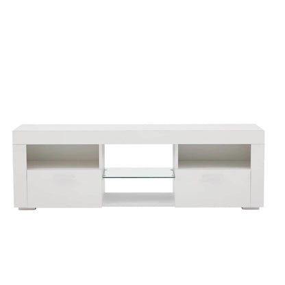 Modern 51-in Glass Shelf Storage TV Stand for TVs up to 69-in with LED Light