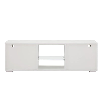 Modern 51-in Glass Shelf Storage TV Stand for TVs up to 69-in with LED Light