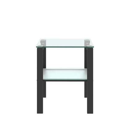 Glass two layer tea table, small round table, corner table, living room side table