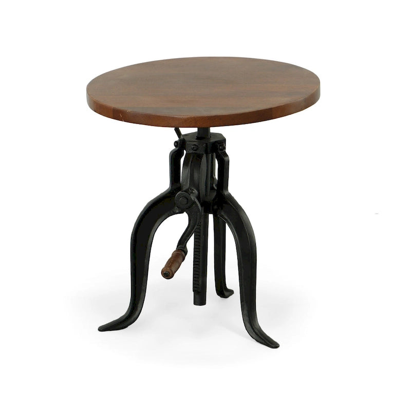 Carolina Living Regan Adjustable Accent Table - Chestnut Top - Black Base