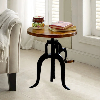 Carolina Living Regan Adjustable Accent Table - Chestnut Top - Black Base