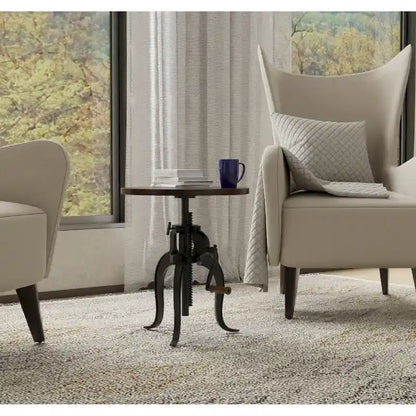 Carolina Living Regan Adjustable Accent Table - Chestnut Top - Black Base