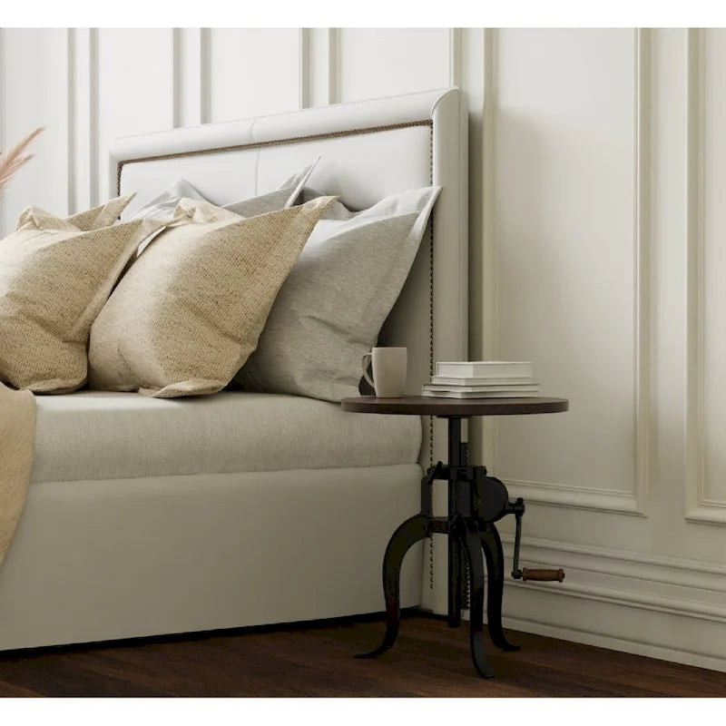 Carolina Living Regan Adjustable Accent Table - Chestnut Top - Black Base