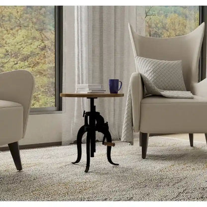 Carolina Living Regan Adjustable Accent Table - Chestnut Top - Black Base