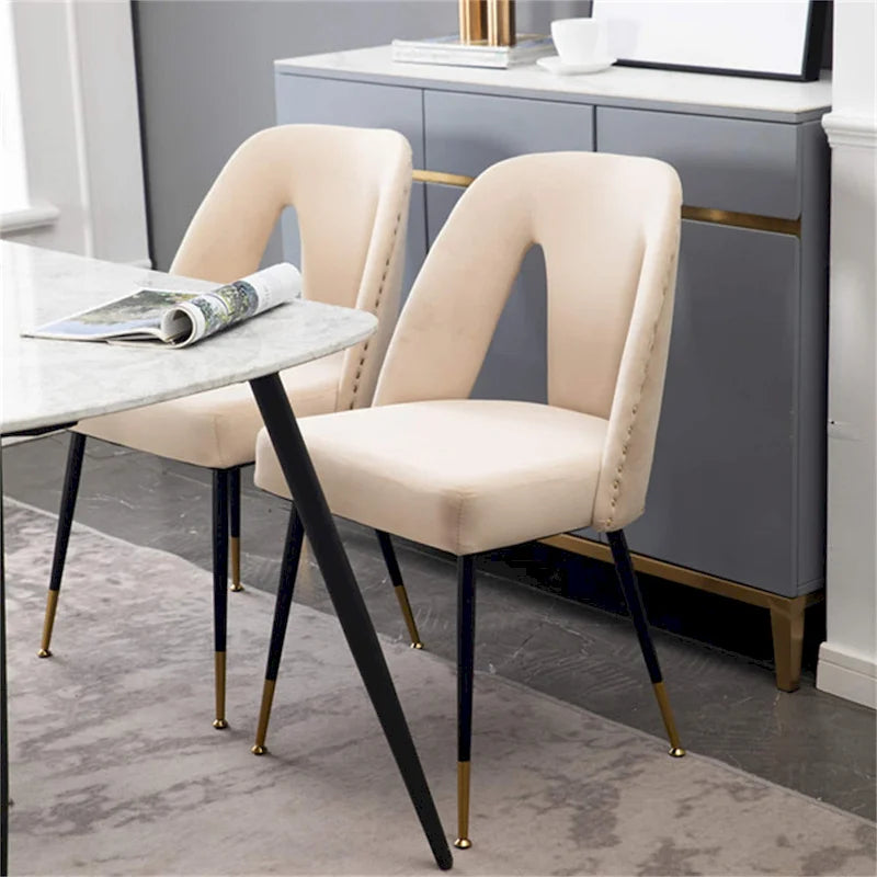 Clihome Set of 2 Contemporary Velvet Upholstered Dining Chair