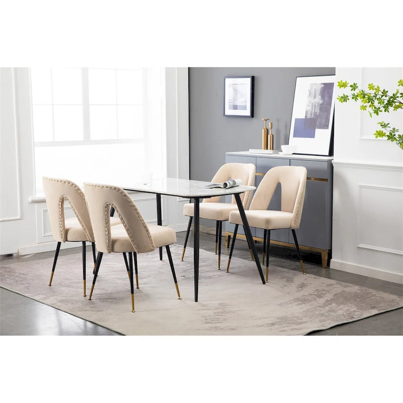 Clihome Set of 2 Contemporary Velvet Upholstered Dining Chair