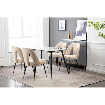 Clihome Set of 2 Contemporary Velvet Upholstered Dining Chair