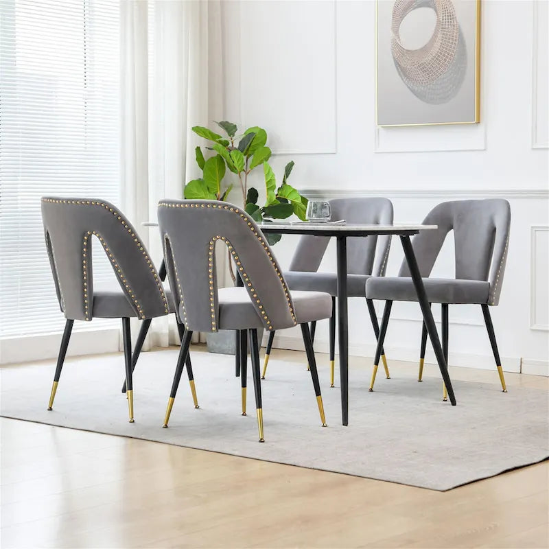 Clihome Set of 2 Contemporary Velvet Upholstered Dining Chair