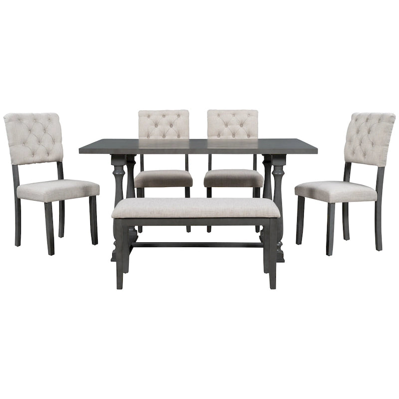 Nestfair 6-Piece Dining Table Set with 4 Chairs and 1 Bench