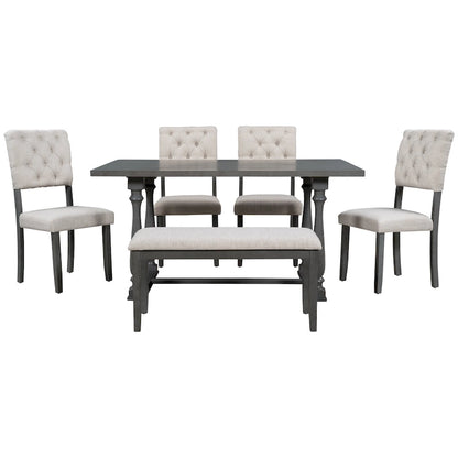 Nestfair 6-Piece Dining Table Set with 4 Chairs and 1 Bench