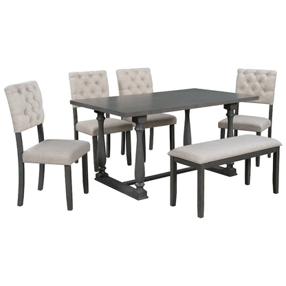 Nestfair 6-Piece Dining Table Set with 4 Chairs and 1 Bench