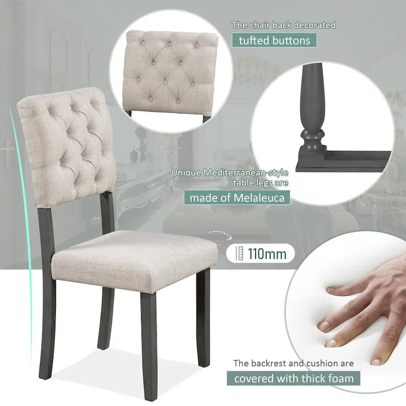 Nestfair 6-Piece Dining Table Set with 4 Chairs and 1 Bench