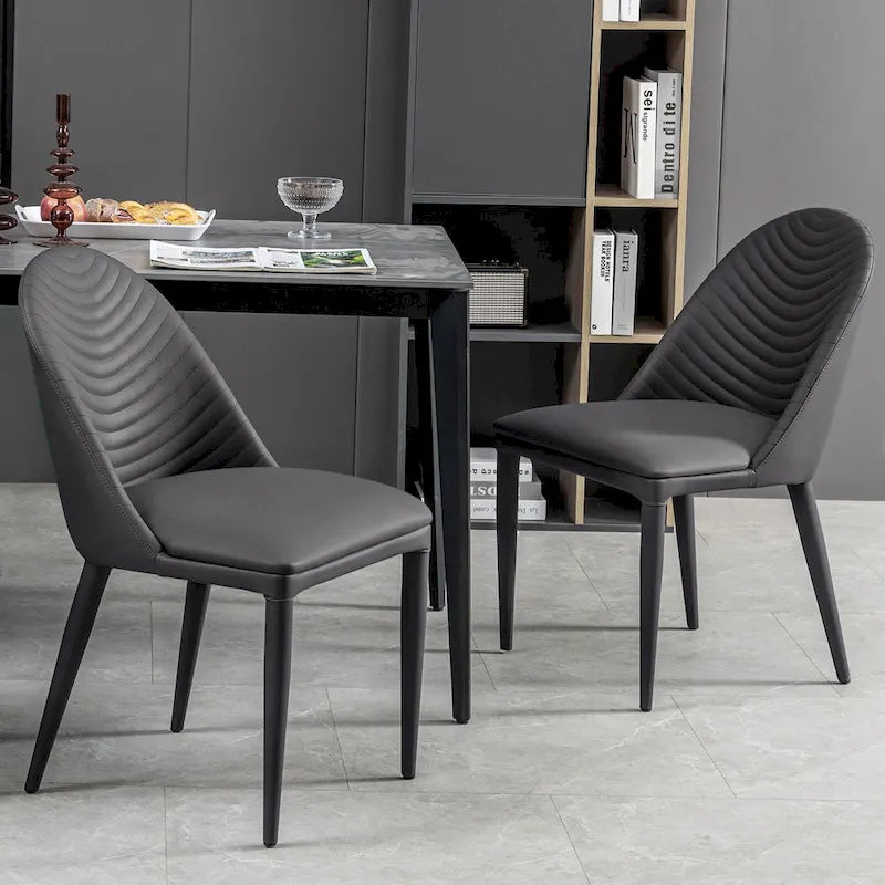Fully Assembled Microfiber Leather Upholstered Dining Chairs, Set of 2 - 22.44 D x 18.5 W x 32.28 H