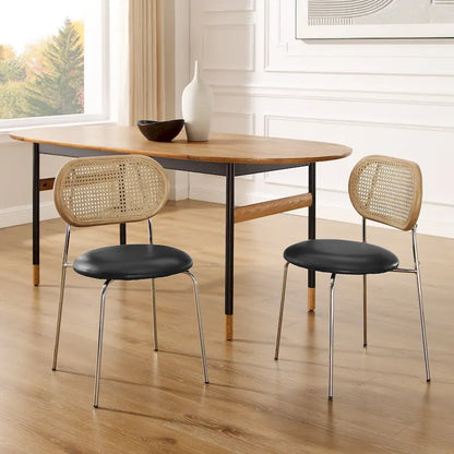 Art Leon Cane Back Faux Leather Upholstered Dining Chair (Set of 2)