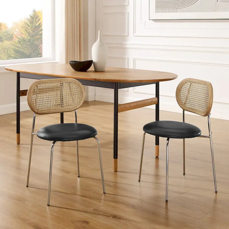 Art Leon Cane Back Faux Leather Upholstered Dining Chair (Set of 2)