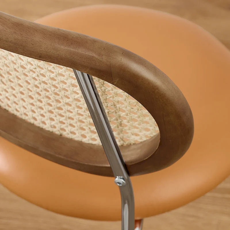 Art Leon Cane Back Faux Leather Upholstered Dining Chair (Set of 2)