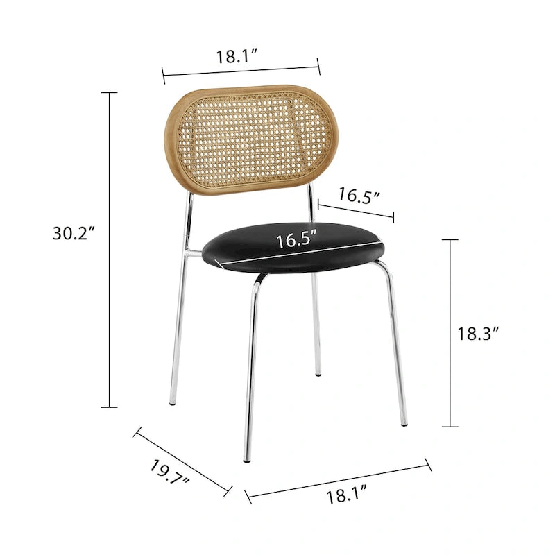 Art Leon Cane Back Faux Leather Upholstered Dining Chair (Set of 2)