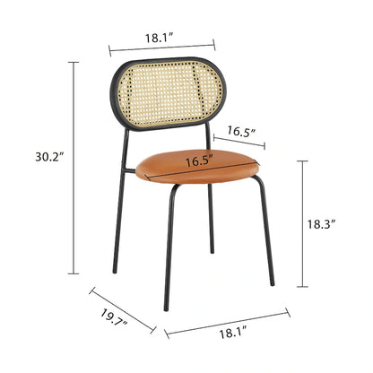 Art Leon Cane Back Faux Leather Upholstered Dining Chair (Set of 2)