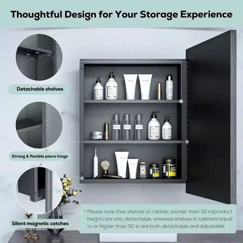 Keonjinn21 in. W x 27 in. H Metal Framed Rectangular Framed Recessed/Surface Mount Medicine Cabinet with Mirror