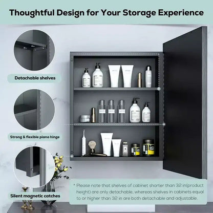 Keonjinn21 in. W x 27 in. H Metal Framed Rectangular Framed Recessed/Surface Mount Medicine Cabinet with Mirror