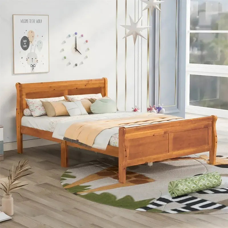 Harper & Bright Designs Wood Twin Sleigh Bed with Headboard and Footboard
