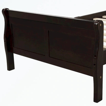 Letto a piattaforma in legno con testiera/pediera/supporto a doghe in legno