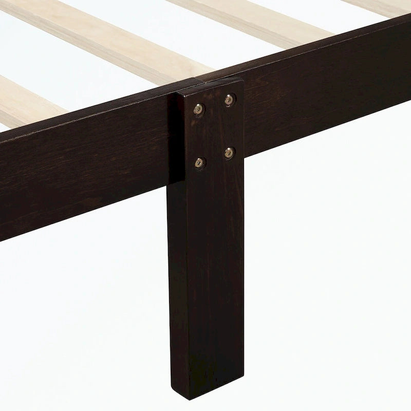 Letto a piattaforma in legno con testiera/pediera/supporto a doghe in legno