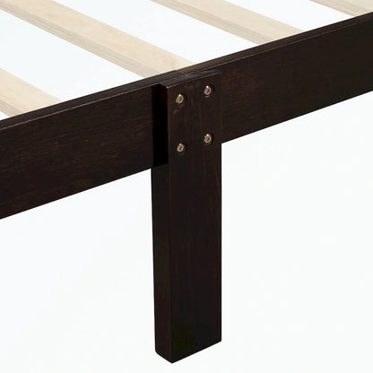 Letto a piattaforma in legno con testiera/pediera/supporto a doghe in legno
