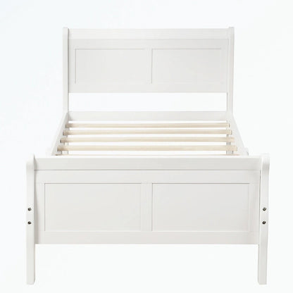 Letto a piattaforma in legno con testiera/pediera/supporto a doghe in legno