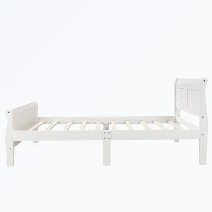 Letto a piattaforma in legno con testiera/pediera/supporto a doghe in legno