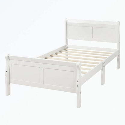 Letto a piattaforma in legno con testiera/pediera/supporto a doghe in legno