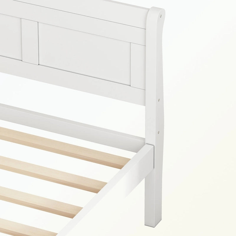 Letto a piattaforma in legno con testiera/pediera/supporto a doghe in legno
