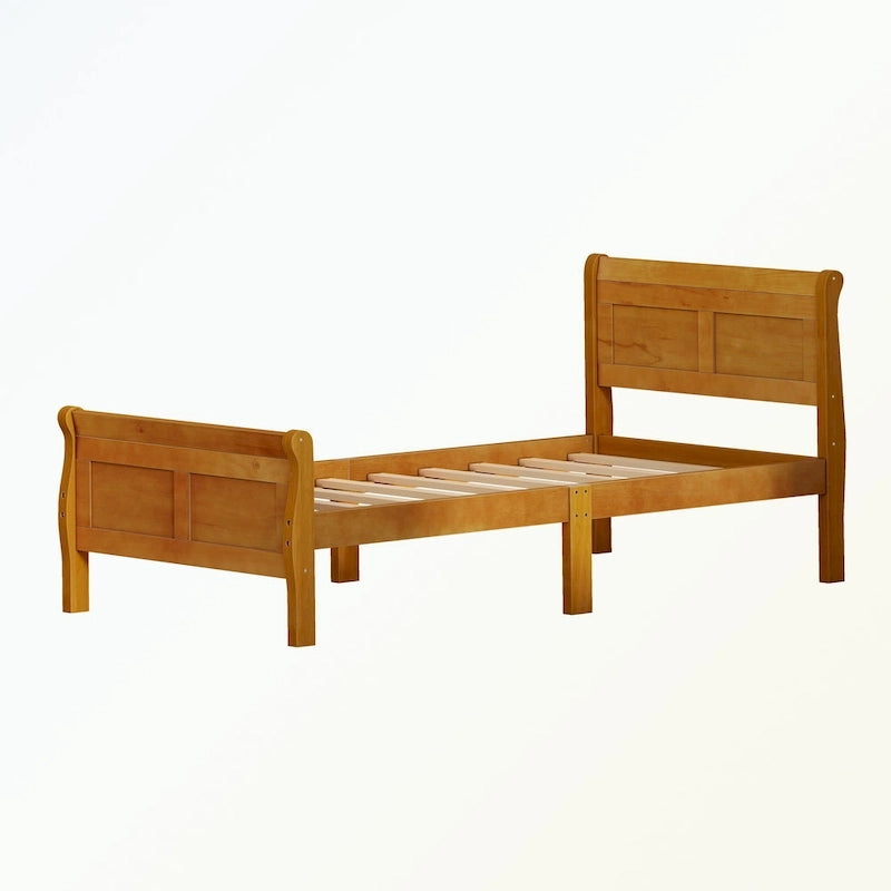 Letto a piattaforma in legno con testiera/pediera/supporto a doghe in legno