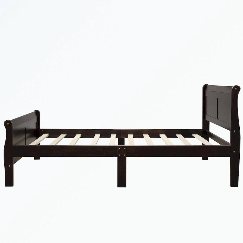Letto a piattaforma in legno con testiera/pediera/supporto a doghe in legno