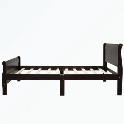 Letto a piattaforma in legno con testiera/pediera/supporto a doghe in legno