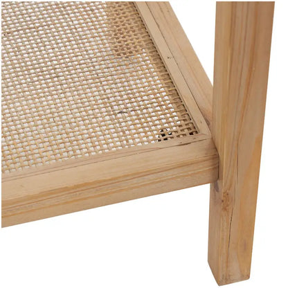 Wood Slim Natural 1 Shelf Console Table with Glass Top and Rattan Shelf - Brown - Roche River Decor - 14 Wx47 Lx32 H