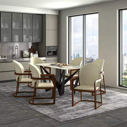 LeisureMod Svelta Series Modern Dining Chair with Solid Wood Frame and Leather Upholstery, Comfortable Seating for Dining Rooms