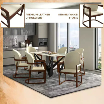 LeisureMod Svelta Series Modern Dining Chair with Solid Wood Frame and Leather Upholstery, Comfortable Seating for Dining Rooms