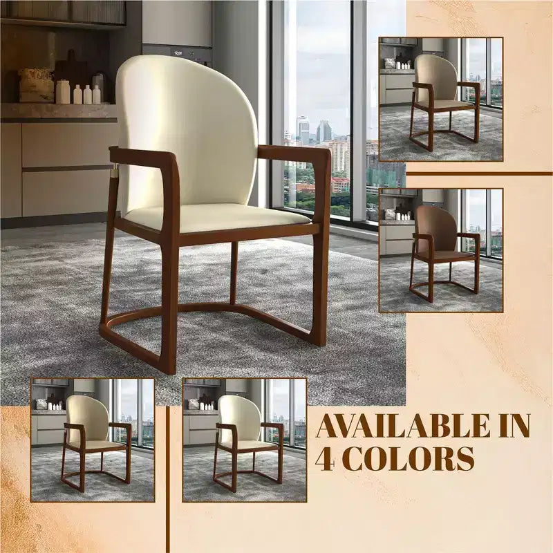 LeisureMod Svelta Series Modern Dining Chair with Solid Wood Frame and Leather Upholstery, Comfortable Seating for Dining Rooms