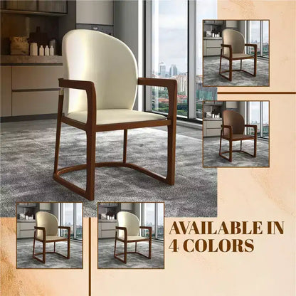 LeisureMod Svelta Series Modern Dining Chair with Solid Wood Frame and Leather Upholstery, Comfortable Seating for Dining Rooms