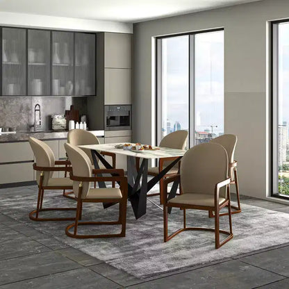 LeisureMod Svelta Series Modern Dining Chair with Solid Wood Frame and Leather Upholstery, Comfortable Seating for Dining Rooms