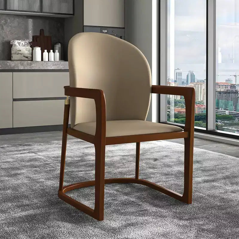 LeisureMod Svelta Series Modern Dining Chair with Solid Wood Frame and Leather Upholstery, Comfortable Seating for Dining Rooms