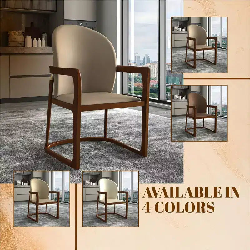 LeisureMod Svelta Series Modern Dining Chair with Solid Wood Frame and Leather Upholstery, Comfortable Seating for Dining Rooms