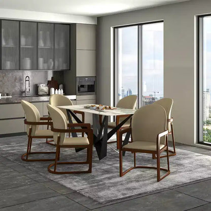 LeisureMod Svelta Series Modern Dining Chair with Solid Wood Frame and Leather Upholstery, Comfortable Seating for Dining Rooms