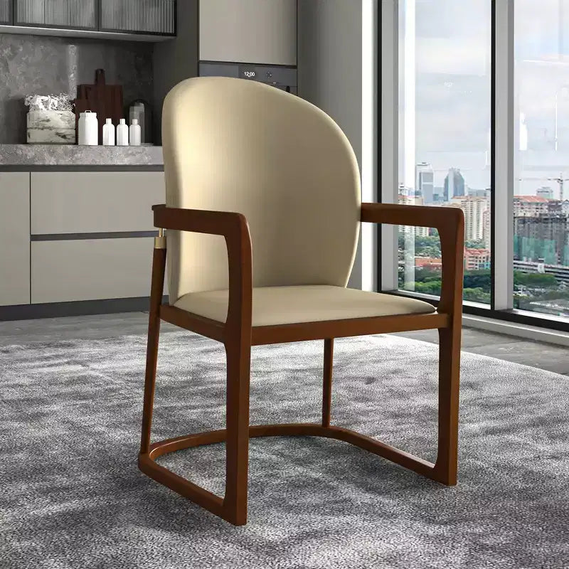 LeisureMod Svelta Series Modern Dining Chair with Solid Wood Frame and Leather Upholstery, Comfortable Seating for Dining Rooms