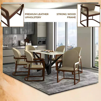 LeisureMod Svelta Series Modern Dining Chair with Solid Wood Frame and Leather Upholstery, Comfortable Seating for Dining Rooms